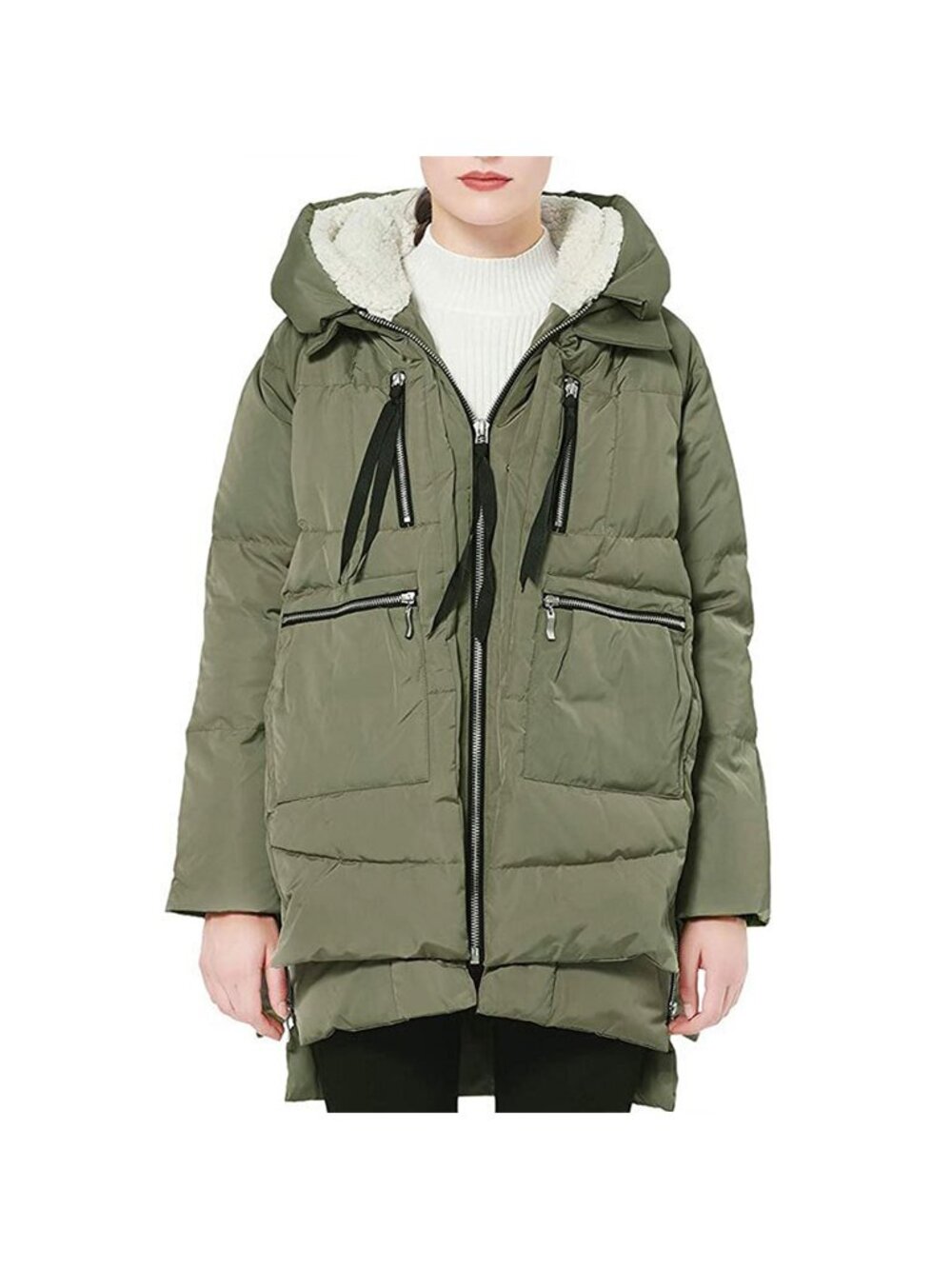 Orolay Jacket Womens Sz M Green Thickened Down Puffer Coat Winter Zippered Side